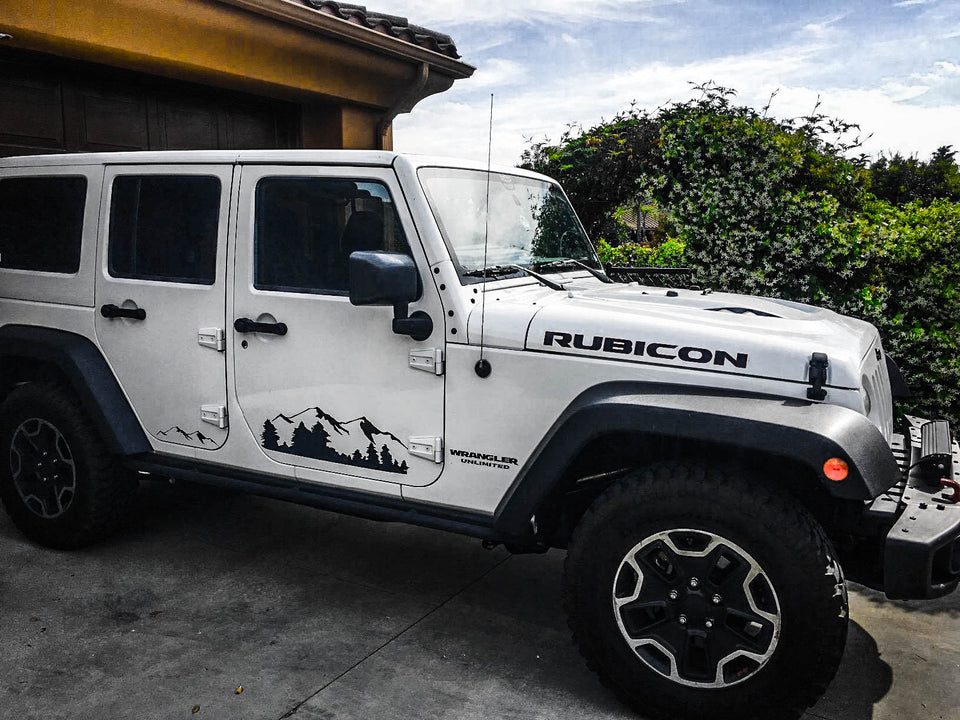 2 Decal sticker kit For Jeep Wrangler JK door mountain stripes bumper armour Bar