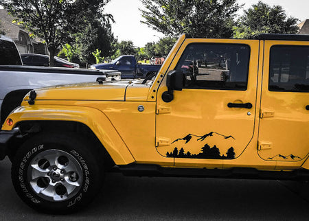 2 Decal sticker kit For Jeep Wrangler JK door mountain stripes bumper armour Bar
