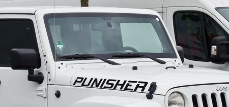 2x Punisher Decal sticker For Jeep Wrangler JL JK Hood Bonnet flare