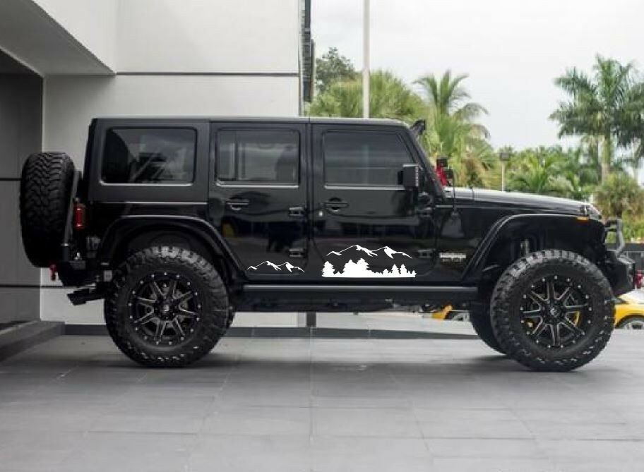 2 Decal sticker kit For Jeep Wrangler JK door mountain stripes bumper armour Bar