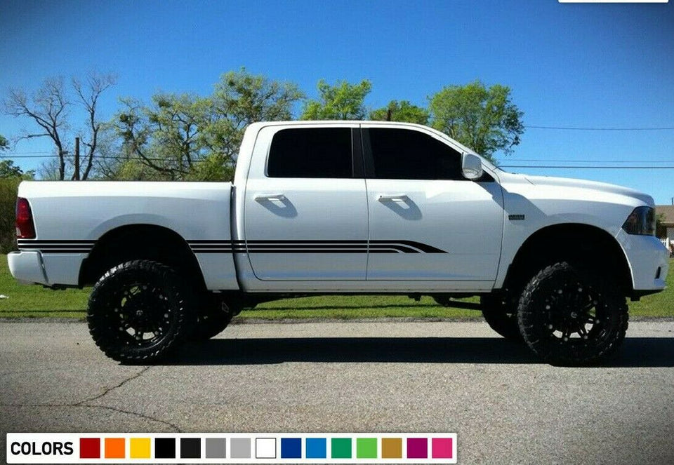 Side door triple line Decal Stripes Sticker Kit for Dodge Ram 4x4 edge line