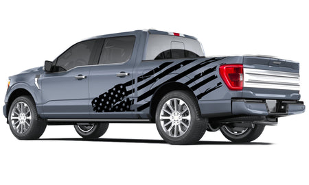 Usa big flag look 14th Gen Graphic skull distorted Graphics crewcab cab 2X Side design DECAL bar Sticker for Ford F150 wrap-thirteenth-generation decal CAB 2020 2021 2022 2023 XL XLT
