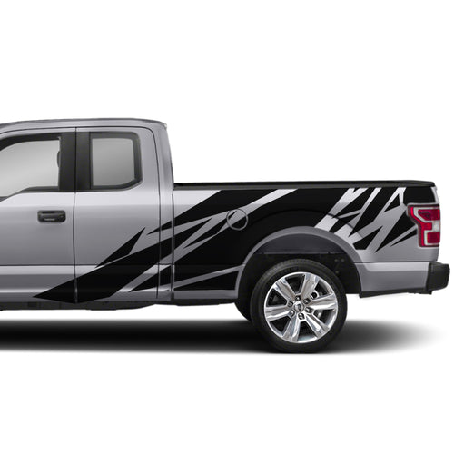 Geometric BED Flag fender Full Graphics tail supercab 2X Side design DECAL bar Sticker for Ford F150 wrap-thirteenth-generation decal CAB 2015 – 2020 XL XLT