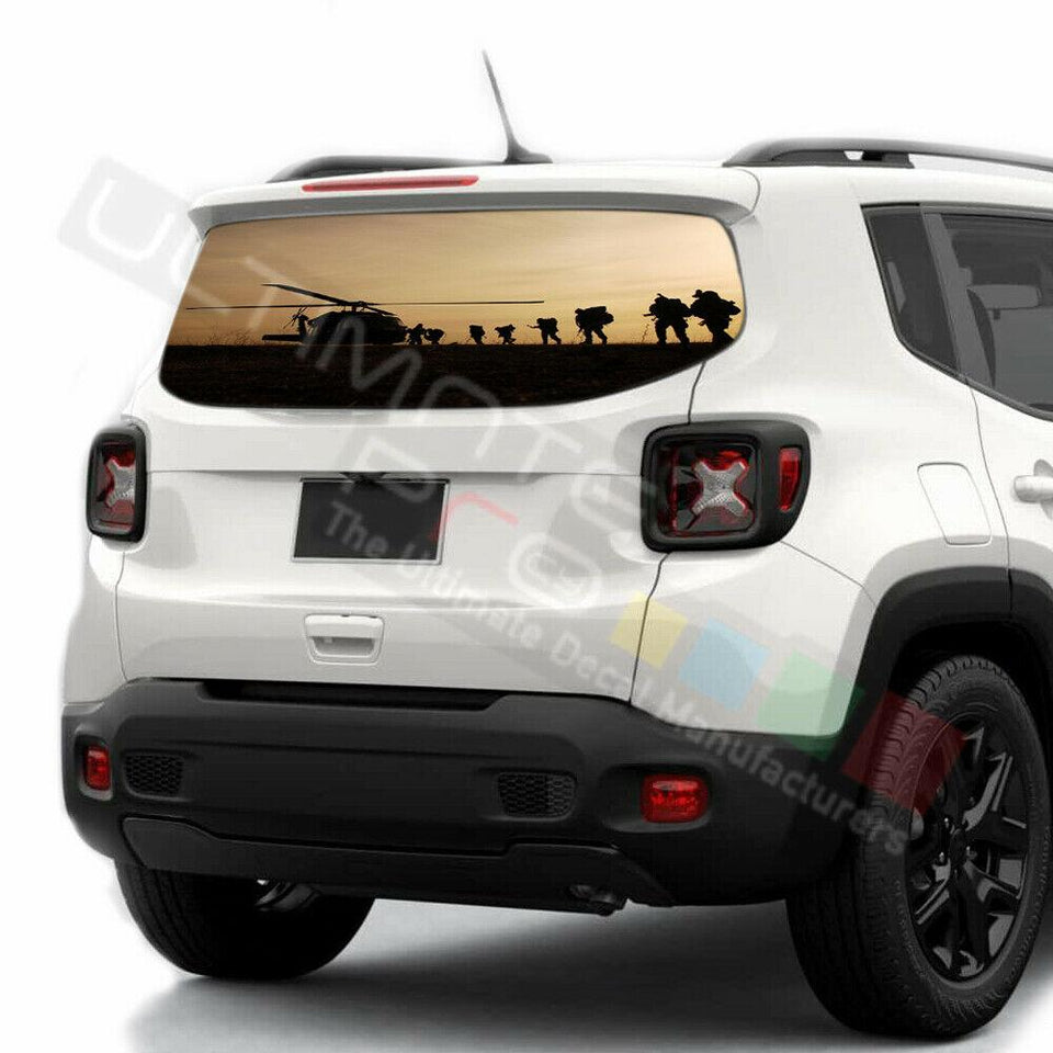 Camo Hunting Decals Rear Window See Thru Stickers Perforated for Jeep Renegade