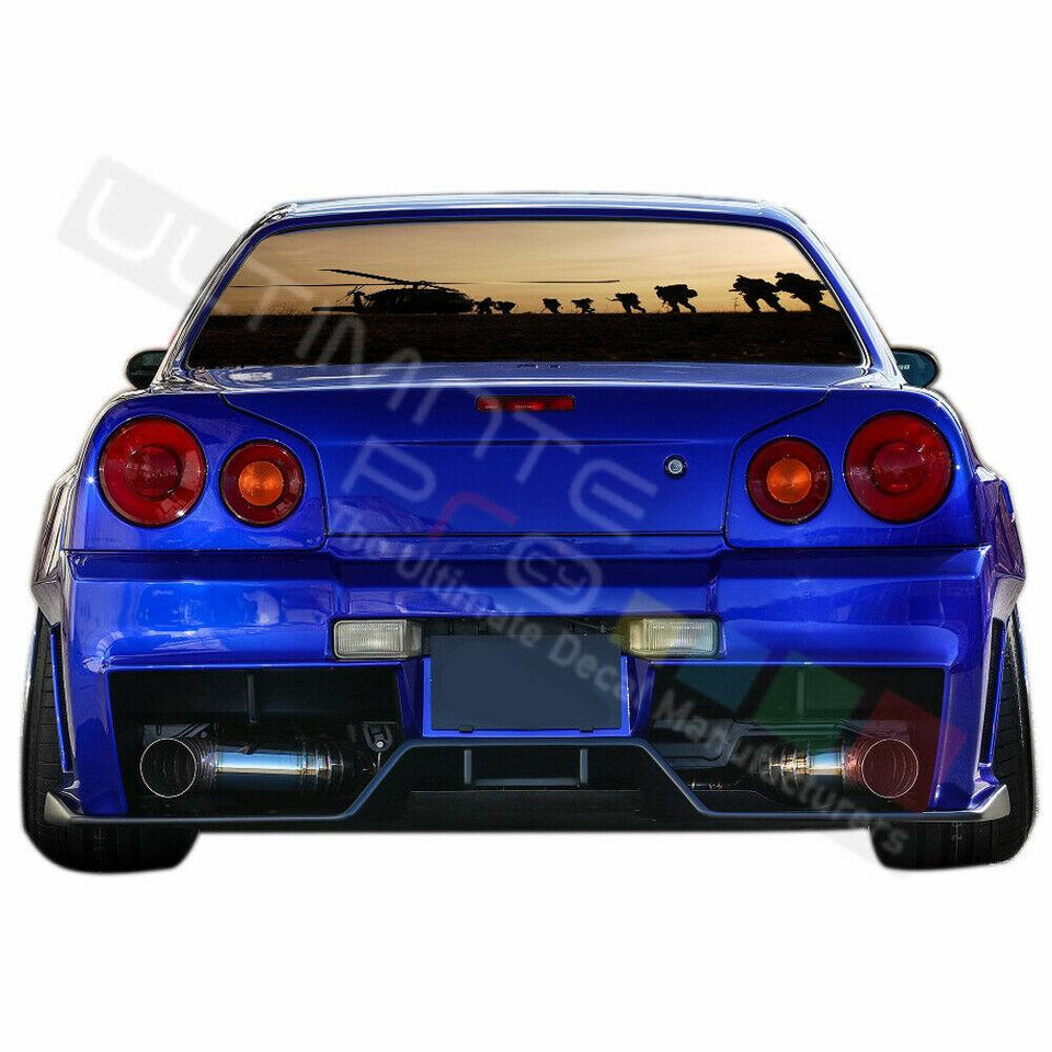 Camo Hunting Designs Window See Thru Stickers Perforated for Nissan Skyline 2019