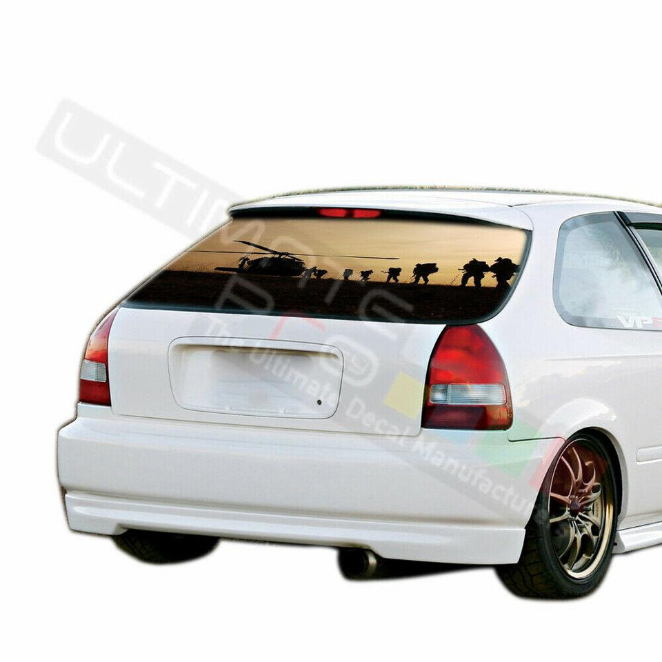 Camo Hunting Rear Window See Thru Stickers Perforated for Honda Civic 1996