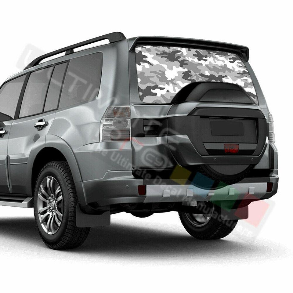 Camo Hunting Rear Window See Thru Stickers Perforated for Mitsubishi Pajero