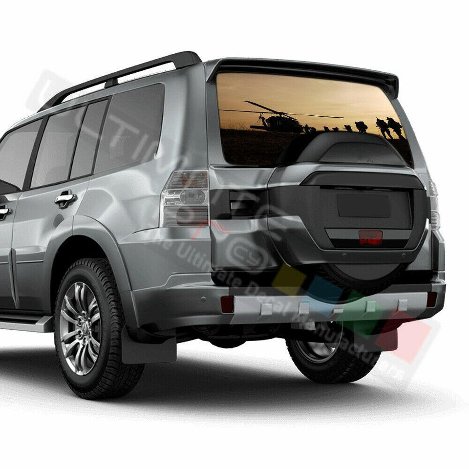 Camo Hunting Rear Window See Thru Stickers Perforated for Mitsubishi Pajero
