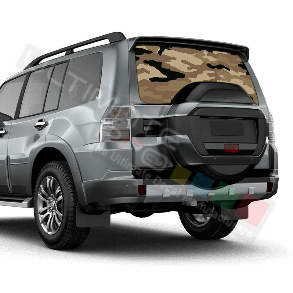 Camo Hunting Rear Window See Thru Stickers Perforated for Mitsubishi Pajero
