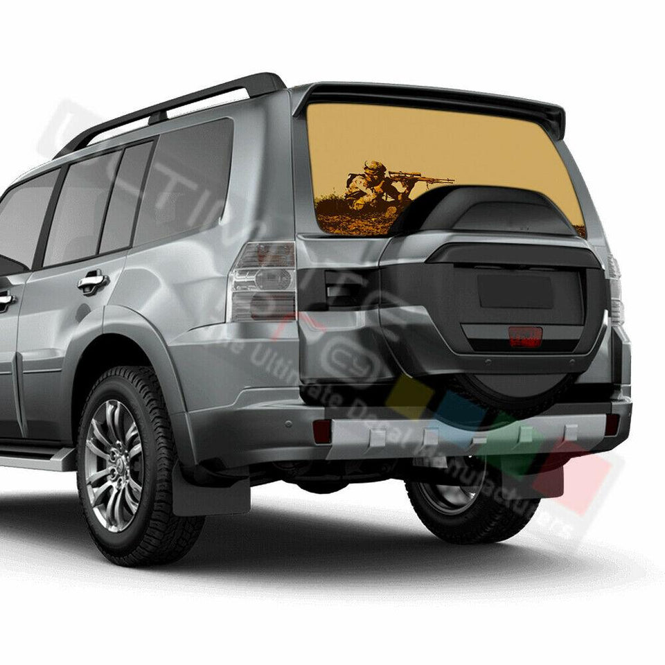 Camo Hunting Rear Window See Thru Stickers Perforated for Mitsubishi Pajero
