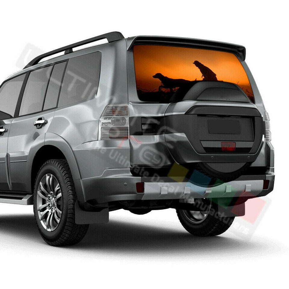 Camo Hunting Rear Window See Thru Stickers Perforated for Mitsubishi Pajero