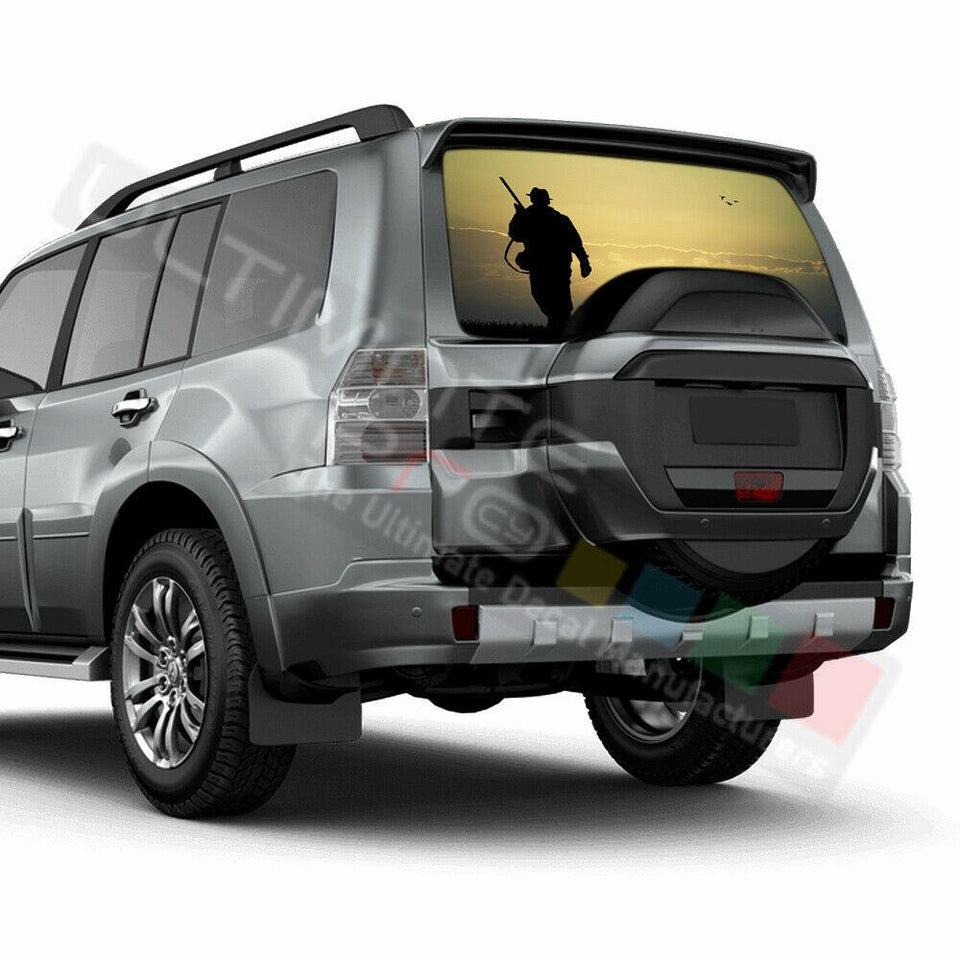 Camo Hunting Rear Window See Thru Stickers Perforated for Mitsubishi Pajero