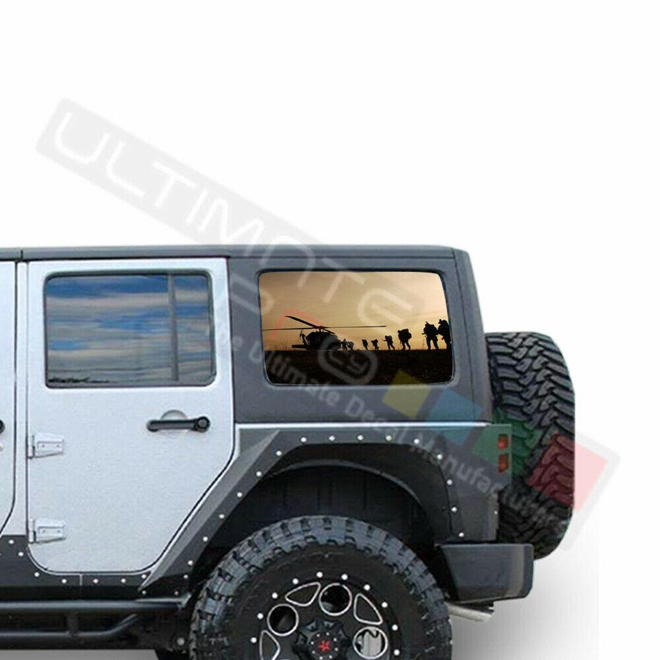 Camo Hunting See Thru Stickers Perforated for Jeep Wrangler 4 doors side window