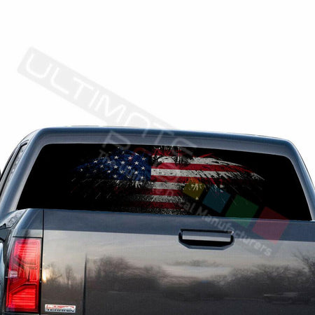 Country Flags Rear Window See Thru Stickers Perforated for GMC Sierra 2018 2019