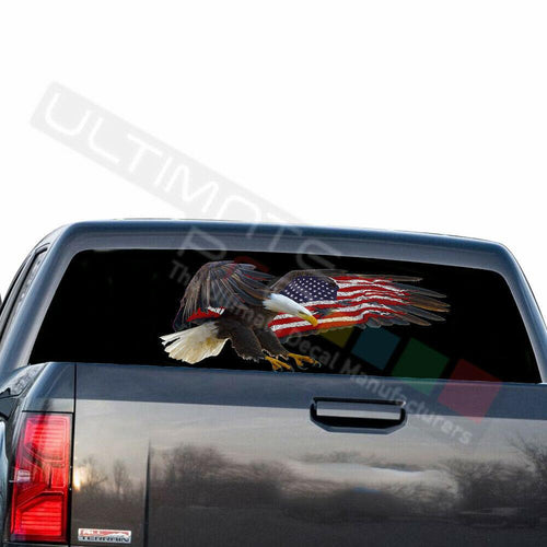 Country Flags Rear Window See Thru Stickers Perforated for GMC Sierra 2018 2019