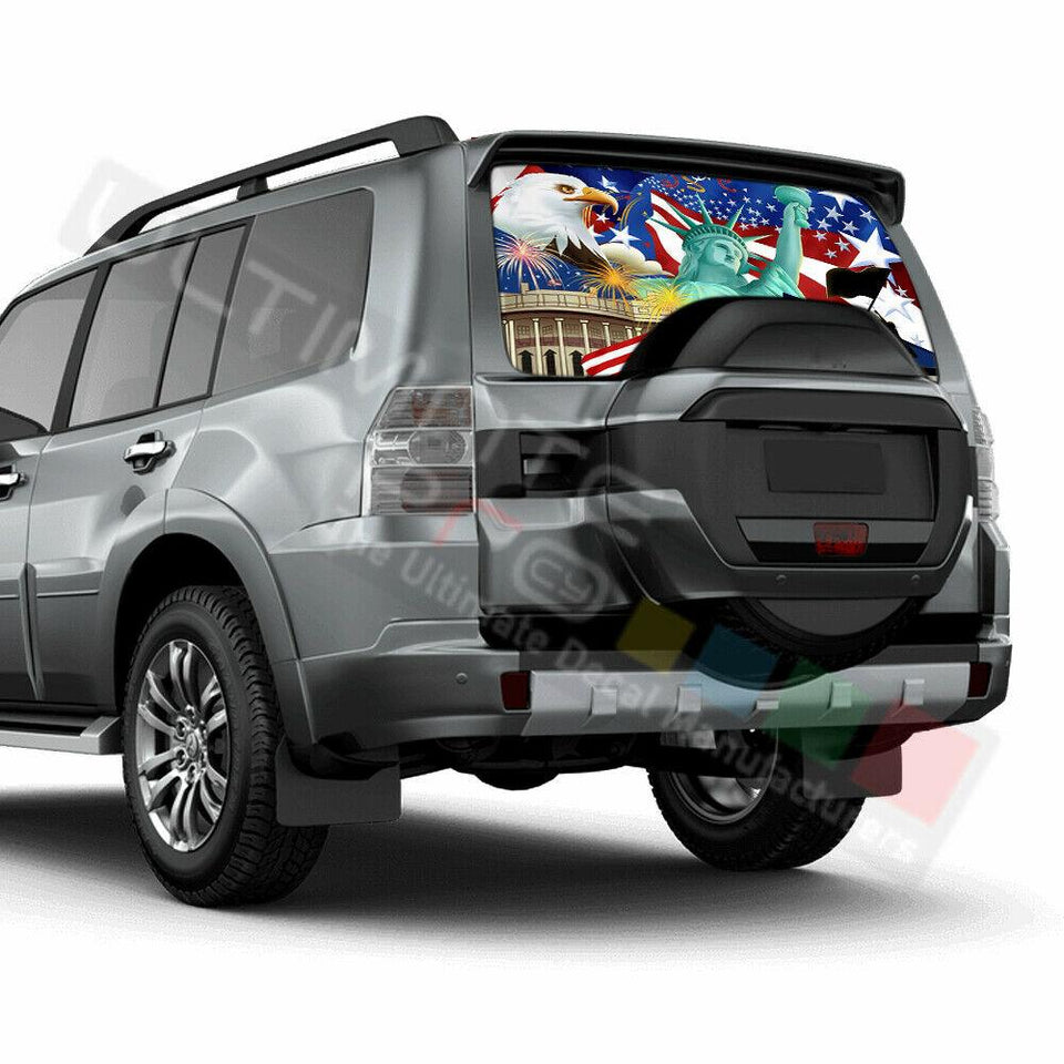 Eagles Designs Rear Window See Thru Stickers Perforated for Mitsubishi Pajero