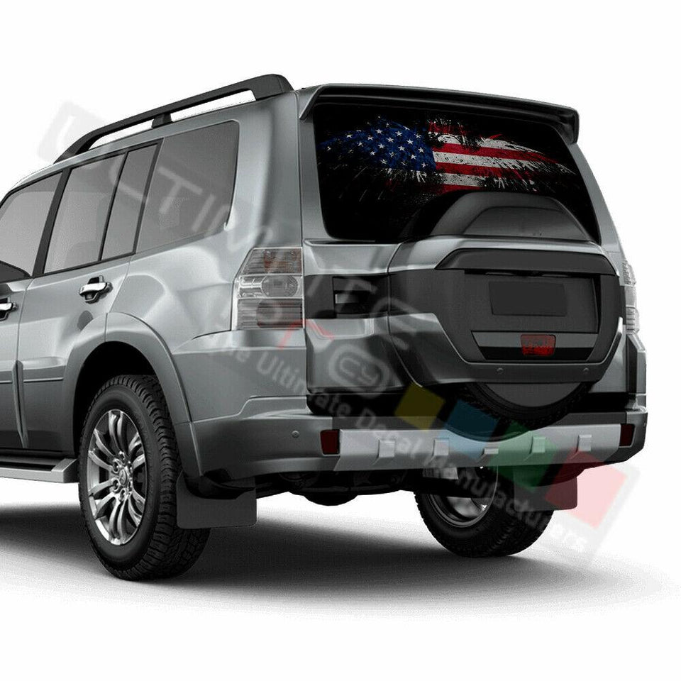 Eagles Designs Rear Window See Thru Stickers Perforated for Mitsubishi Pajero