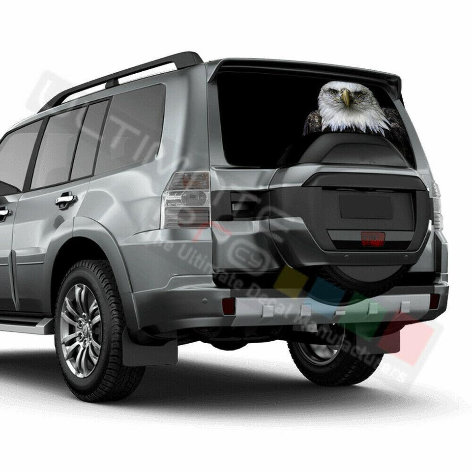 Eagles Designs Rear Window See Thru Stickers Perforated for Mitsubishi Pajero