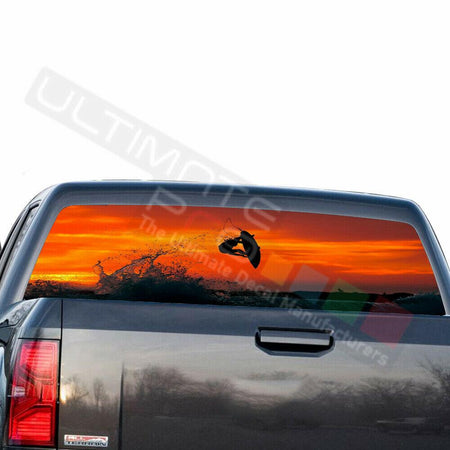 Fishing Decals Rear Window See Thru Stickers Perforated for GMC Sierra 2018 2019
