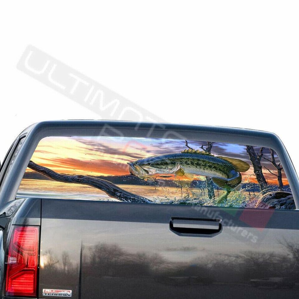 Fishing Decals Rear Window See Thru Stickers Perforated for GMC Sierra 2018 2019
