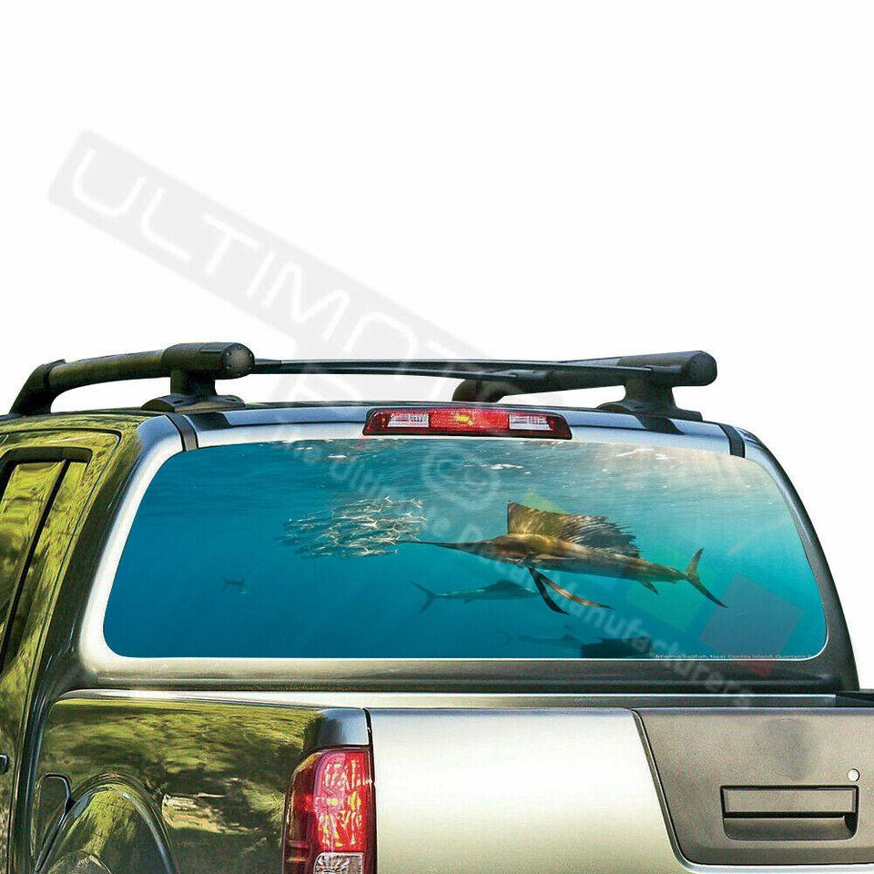Fishing Decals Window See Thru Stickers Perforated for Nissan Frontier 2018 2019