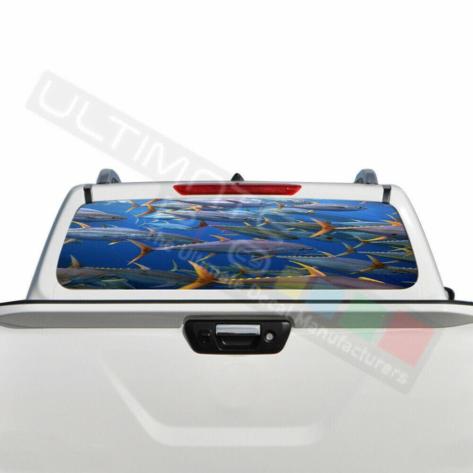 Fishing Decals Window See Thru Stickers Perforated for Nissan Navara 2016 2017