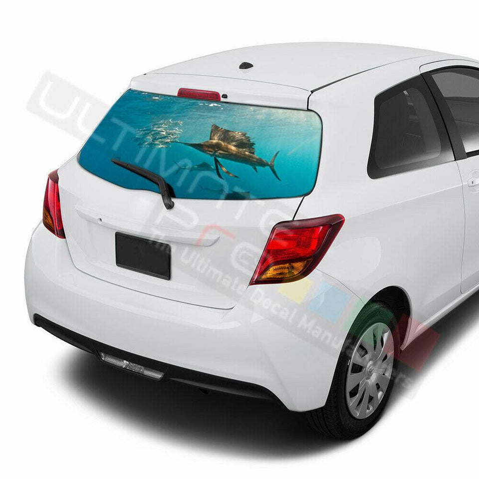 Fishing Decals Window See Thru Stickers Perforated for Toyota Yaris 2016 2017