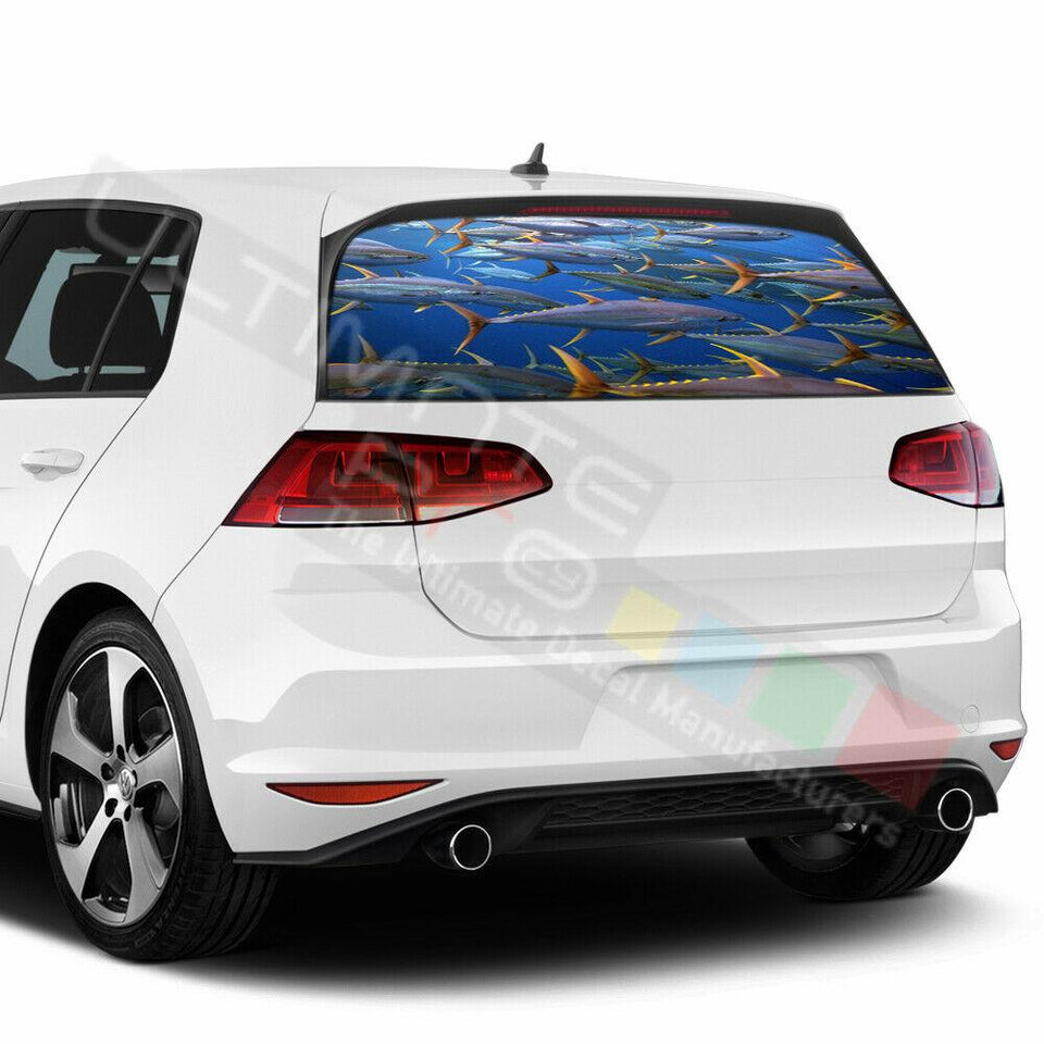 Fishing Decals Window See Thru Stickers Perforated for Volkswagen Golf 2017