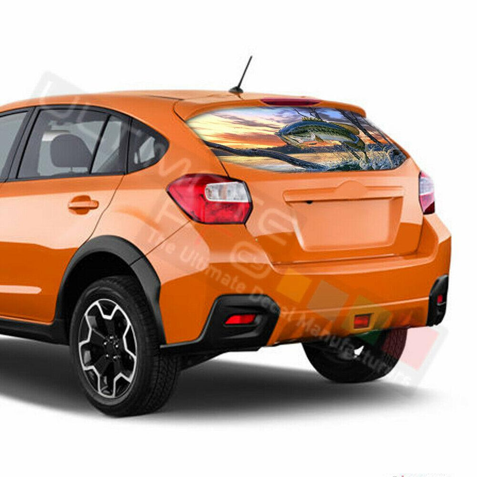 Fishing Designs Window See Thru Stickers Perforated for Subaru Crosstrek 2017