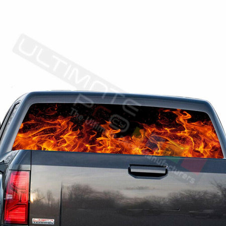 Flames Decals Rear Window See Thru Stickers Perforated for GMC Sierra 2018 2019