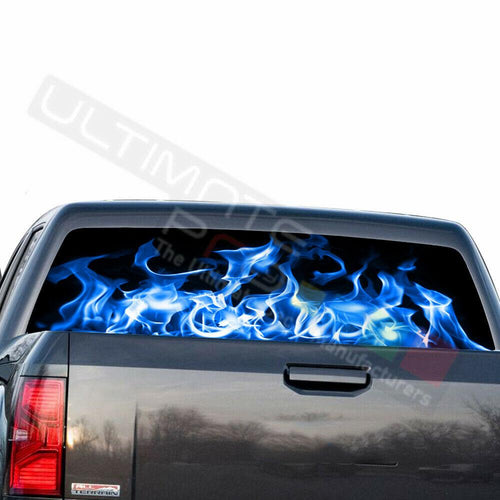 Flames Decals Rear Window See Thru Stickers Perforated for GMC Sierra 2018 2019