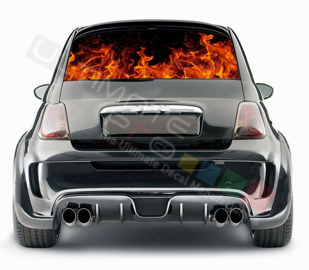 Flames Design Decals Rear Window See Thru Stickers Perforated for FIAT 500 2020