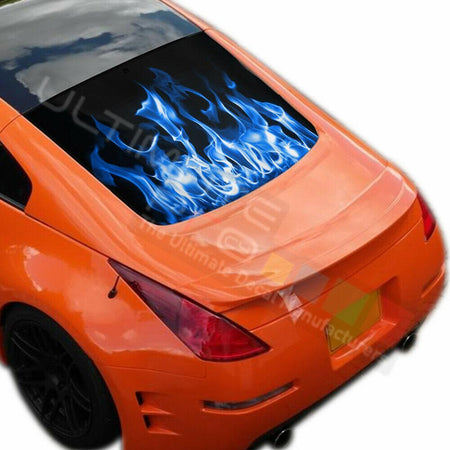 Flames Designs Decals Window See Thru Stickers Perforated for Nissan 350z 2019