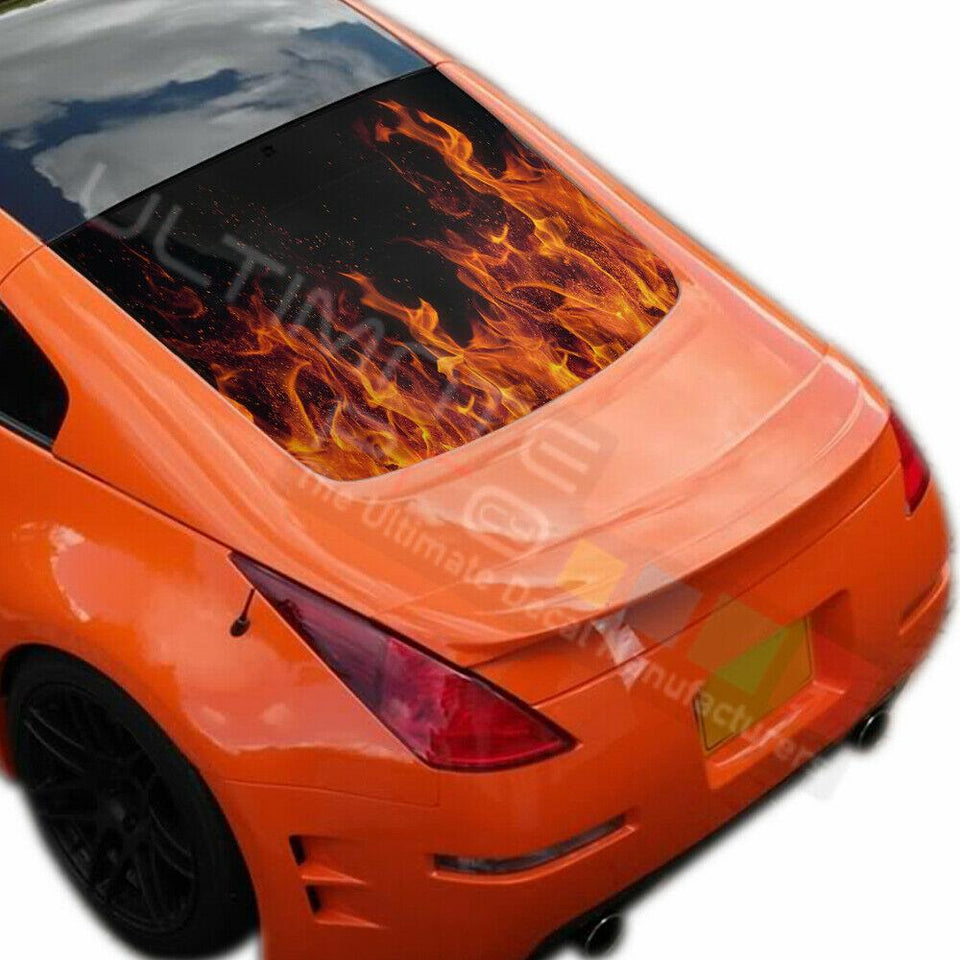 Flames Designs Decals Window See Thru Stickers Perforated for Nissan 350z 2019