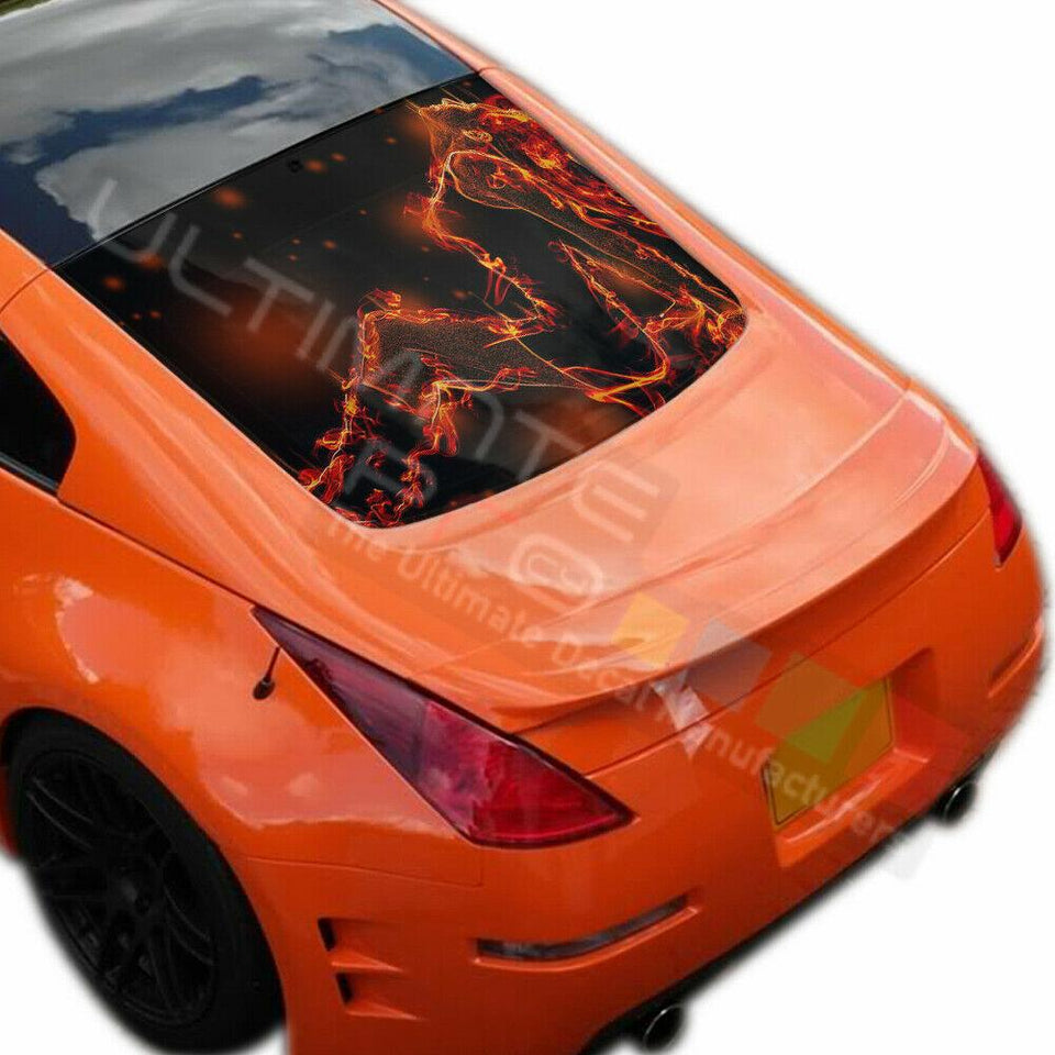Flames Designs Decals Window See Thru Stickers Perforated for Nissan 350z 2019