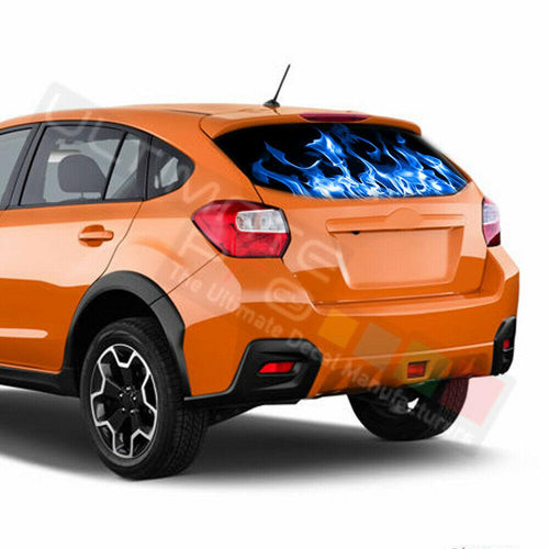 Flames Designs Window See Thru Stickers Perforated for Subaru Crosstrek 2017