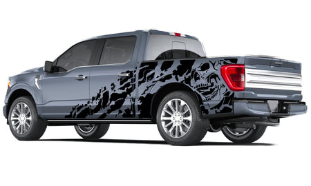 Nightmare's BED skull distorted Graphics Regular ab cab 2X Side design DECAL bar Sticker for Ford F150 wrap-thirteenth-generation decal CAB 2020 2021 2022XL XLT