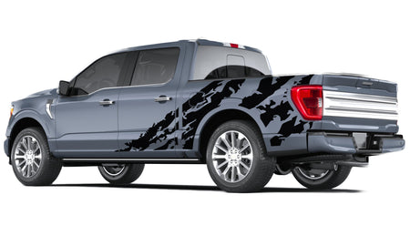 Distorted mud aggressive crawling look 14th Gen Graphic skull distorted Graphics crewcab cab 2X Side design DECAL bar Sticker for Ford F150 wrap-thirteenth-generation decal CAB 2020 2021 2022 2023 XL XLT