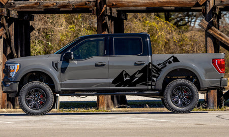 All Terrain Mountain look wrap 14th Gen Graphic veterans Graphics Crewcab cab 2X Side design DECAL bar Sticker for Ford F150 wrap-thirteenth-generation decal CAB 2020 2021 2022 2023 XL XLT