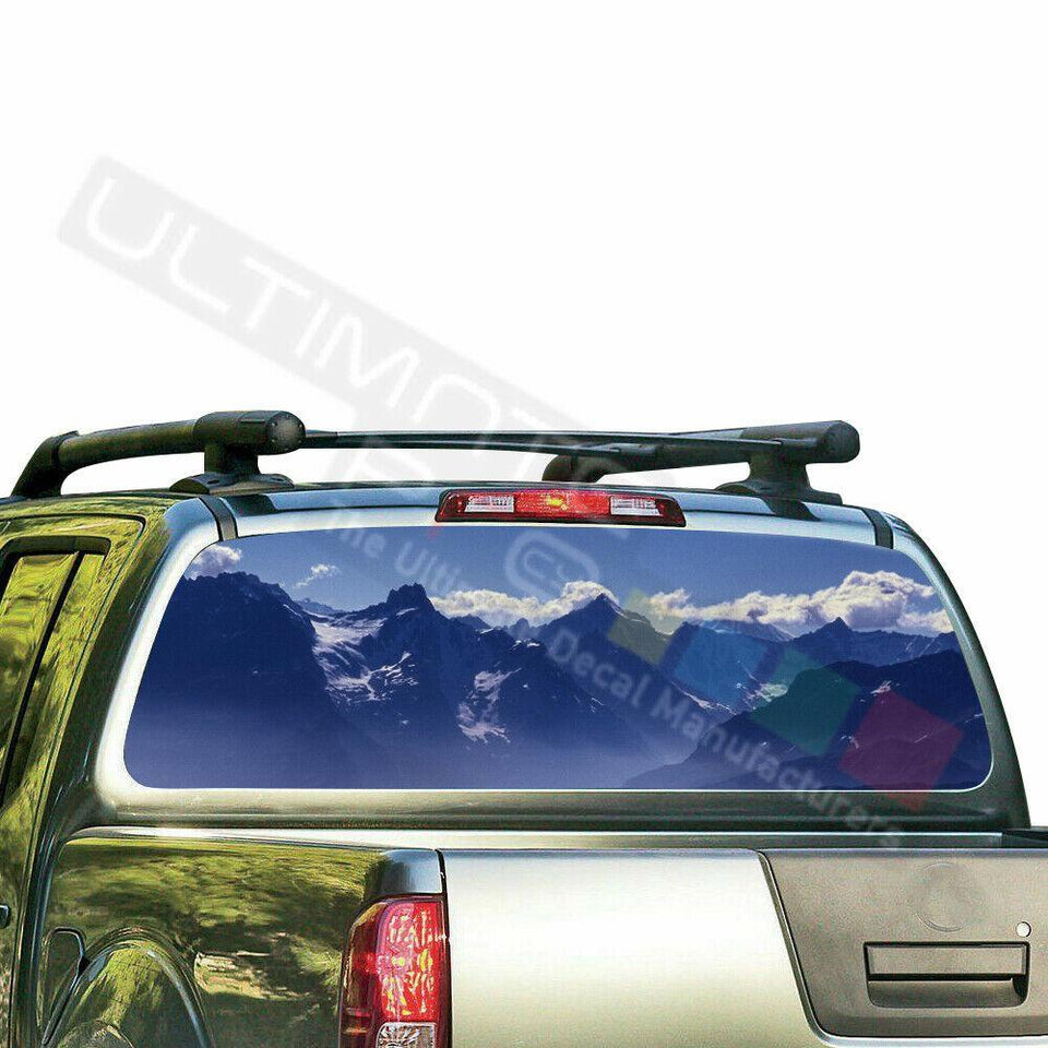 Mountains Design Decals Window See Thru Stickers Perforated for Nissan Frontier