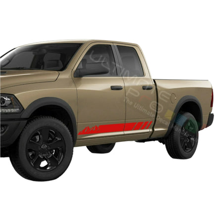 Mountains Graphic Side Doors Stripes Decal Sticker for Dodge Ram Quad Cab 1500