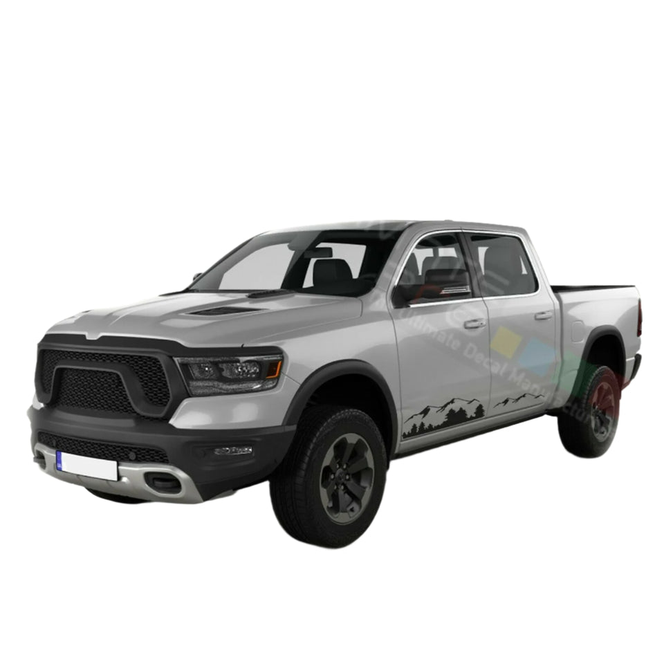 Mountains Side Doors Stripes Wrap Decal Sticker for Dodge Ram Crew Cab 1500 str8