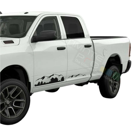 Mountains Side Doors Stripes Wrap Decal Sticker for Dodge Ram Crew Cab 2500 str8