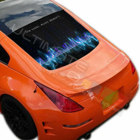 Music Designs Decals Window See Thru Stickers Perforated for Nissan 350z 2019
