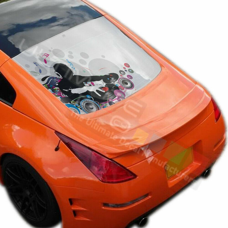 Music Designs Decals Window See Thru Stickers Perforated for Nissan 350z 2019