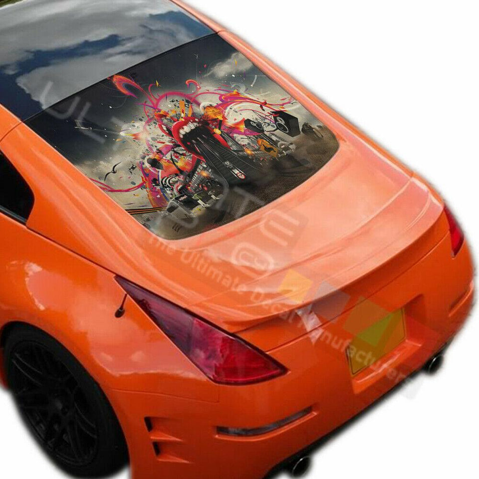 Music Designs Decals Window See Thru Stickers Perforated for Nissan 350z 2019
