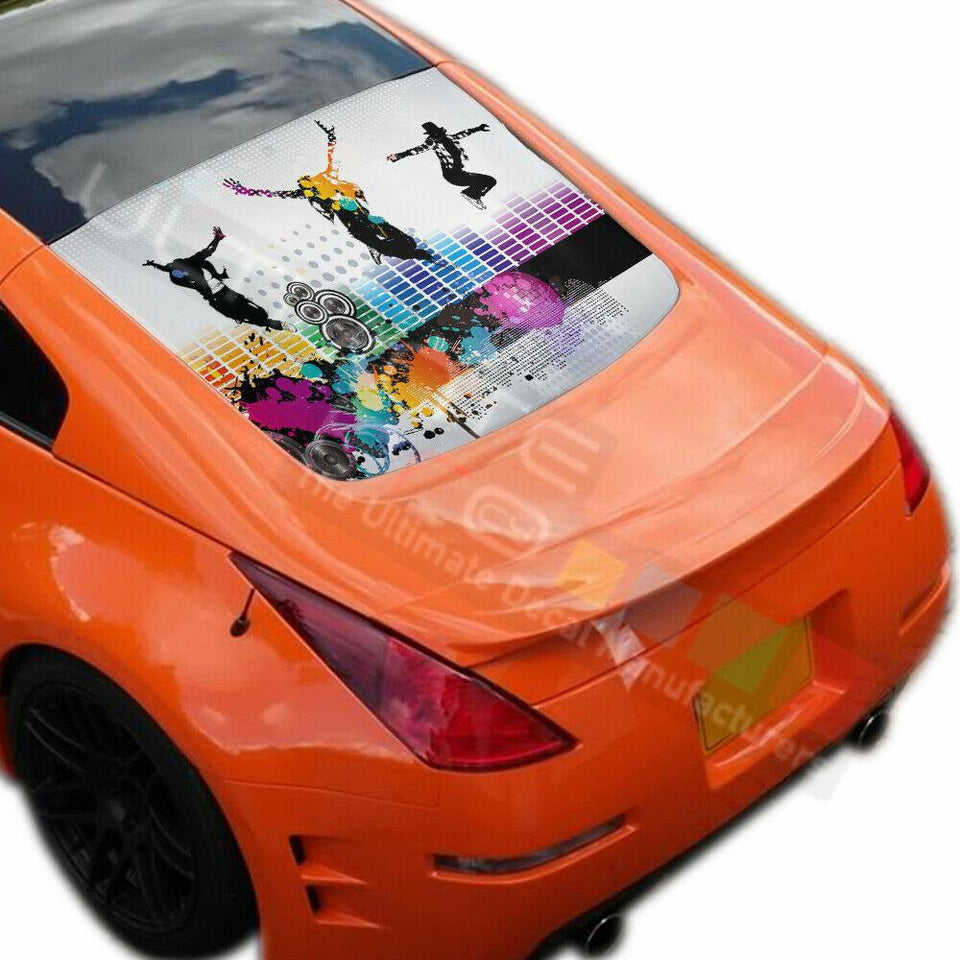 Music Designs Decals Window See Thru Stickers Perforated for Nissan 350z 2019