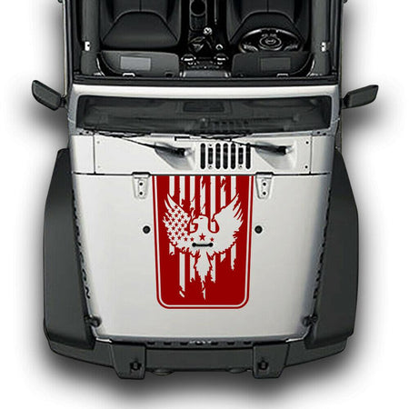 Flies In Freedom Eagle freedom Sticker Decal Vinyl bonnet Hood Stripes for Jeep Wrangler 2011 - 2019 - 2022 - 2024 JK JL