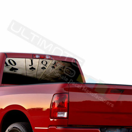 Playing cards Decals Rear Window See Thru Stickers Perforated for Dodge Ram