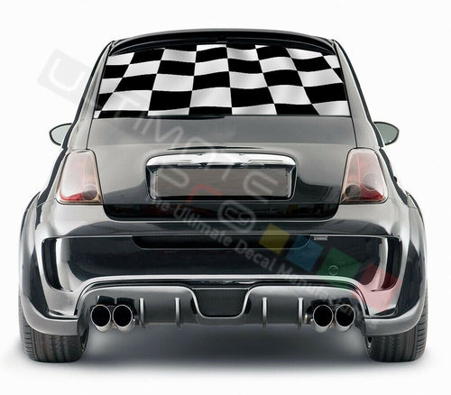 Playing cards Decals Rear Window See Thru Stickers Perforated for FIAT 500 2020